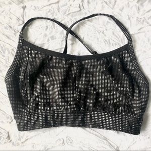 NWOT Athleta Cross Back Bra / XS Black + White dot